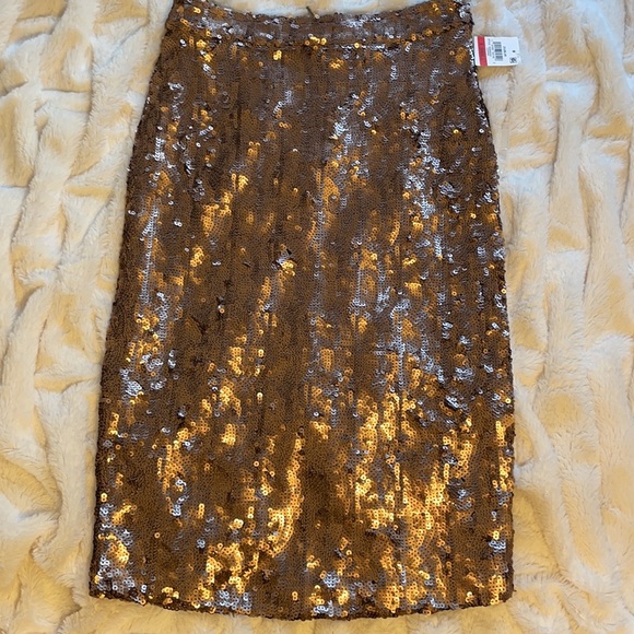Bar III Women’s Copper Sequin party pencil skirt - Picture 11 of 13
